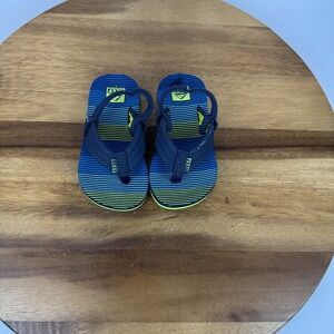 New Little Kids Reef Little Ahi Slip On Water Flip Flop Blue Striped Size 7 C